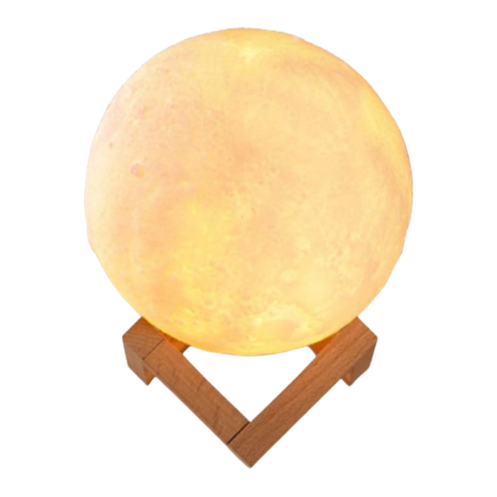 3D Moon With Wooden Stand Lamp