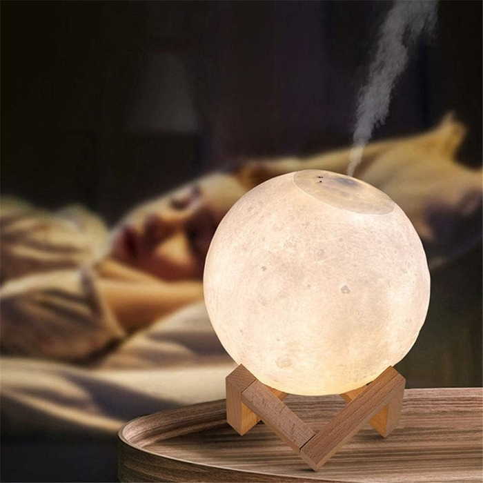 3D Moon With Wooden Stand Lamp