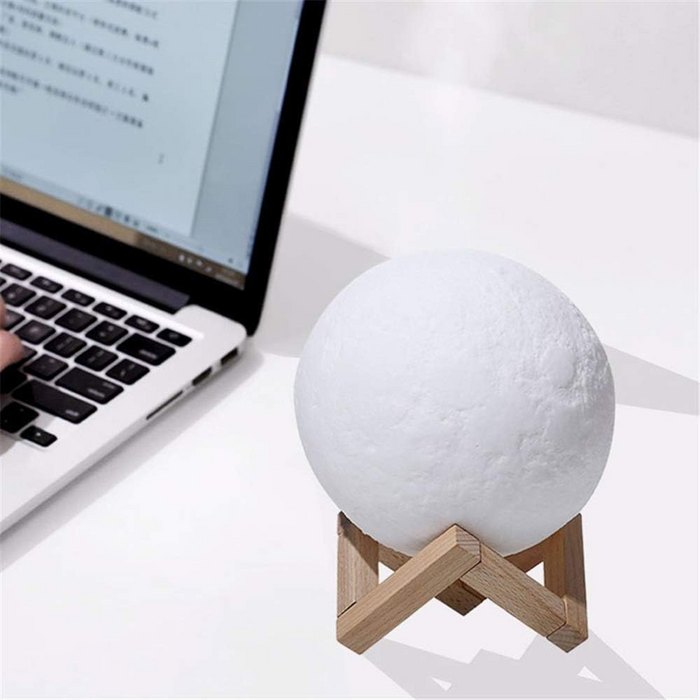 3D Moon With Wooden Stand Lamp