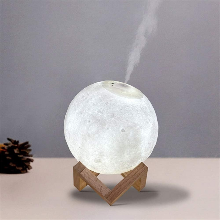 3D Moon With Wooden Stand Lamp