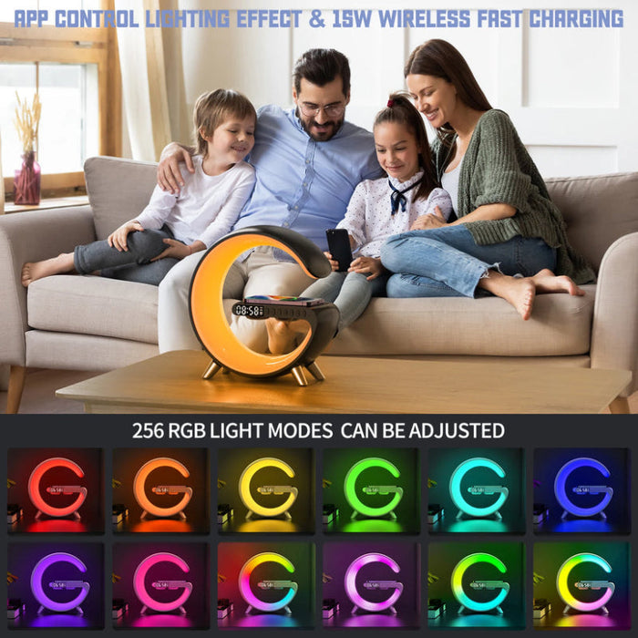 4 In 1 LED Alarm Clock Night Light with Wireless Charger And Speaker