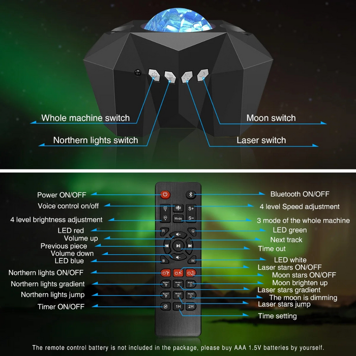 Starry Sky Projector With Moon And Music Sync