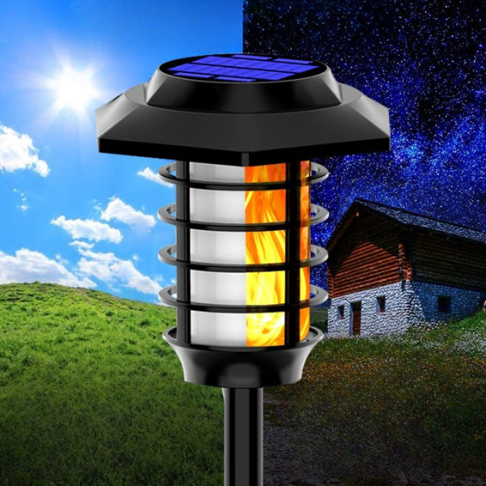 2 IN 1 LED Solar Flame Torch Lamp